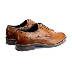 John White Mens Tan Stokes Brogue Derby Shoes - Barucci