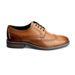 John White Mens Tan Stokes Brogue Derby Shoes - Barucci