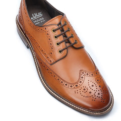 John White Mens Tan Stokes Brogue Derby Shoes - Barucci