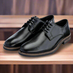 John White Mens Black Tanner Derby Shoes - Barucci
