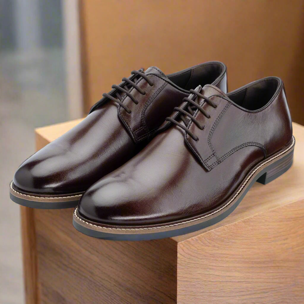 John White Mens Brown Tanner Derby Shoes - Barucci