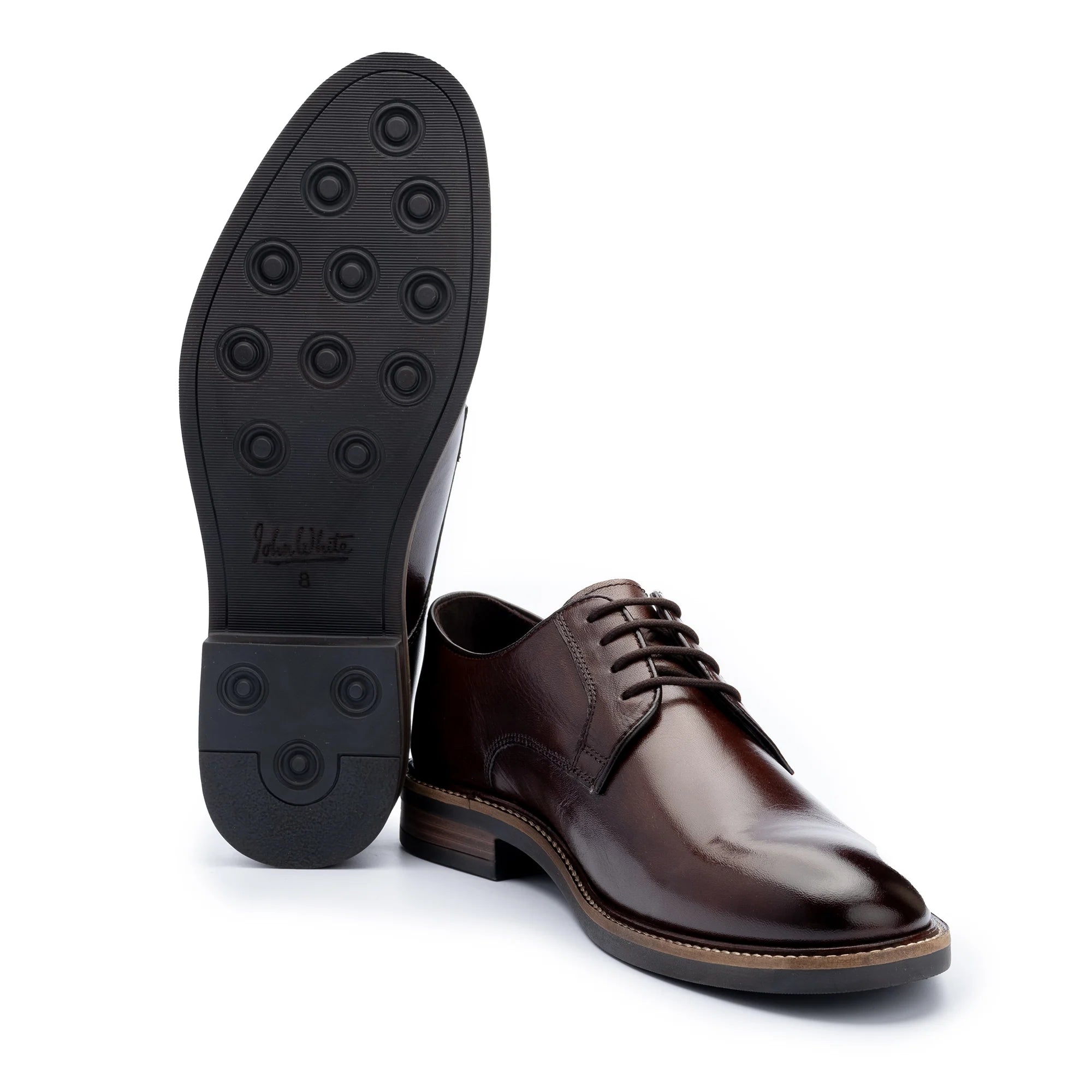 John White Mens Brown Tanner Derby Shoes - Barucci