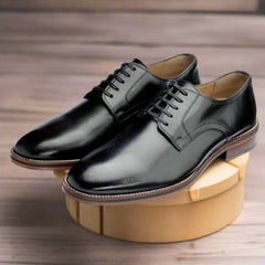 John White Mens Black Woodcote Derby Shoes - Barucci