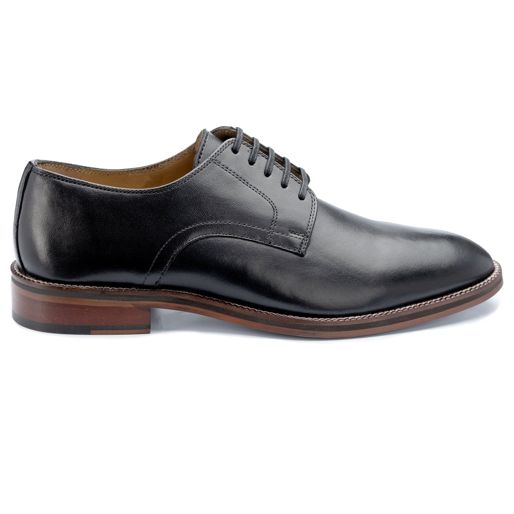 John White Mens Black Woodcote Derby Shoes - Barucci