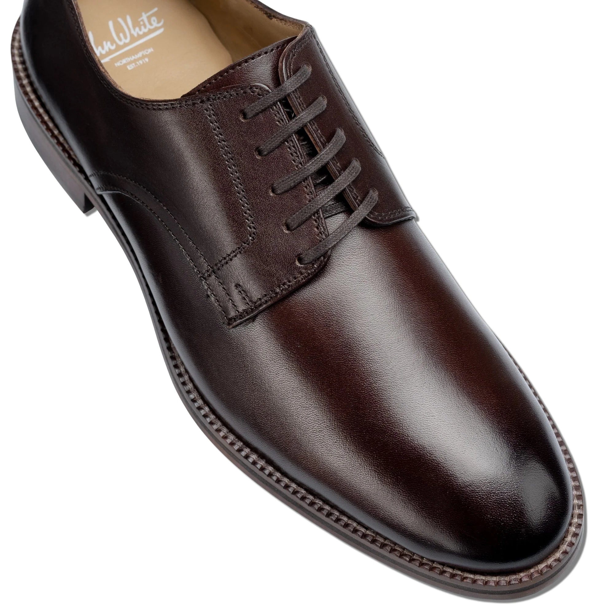 John White Mens Brown Woodcote Derby Shoes - Barucci