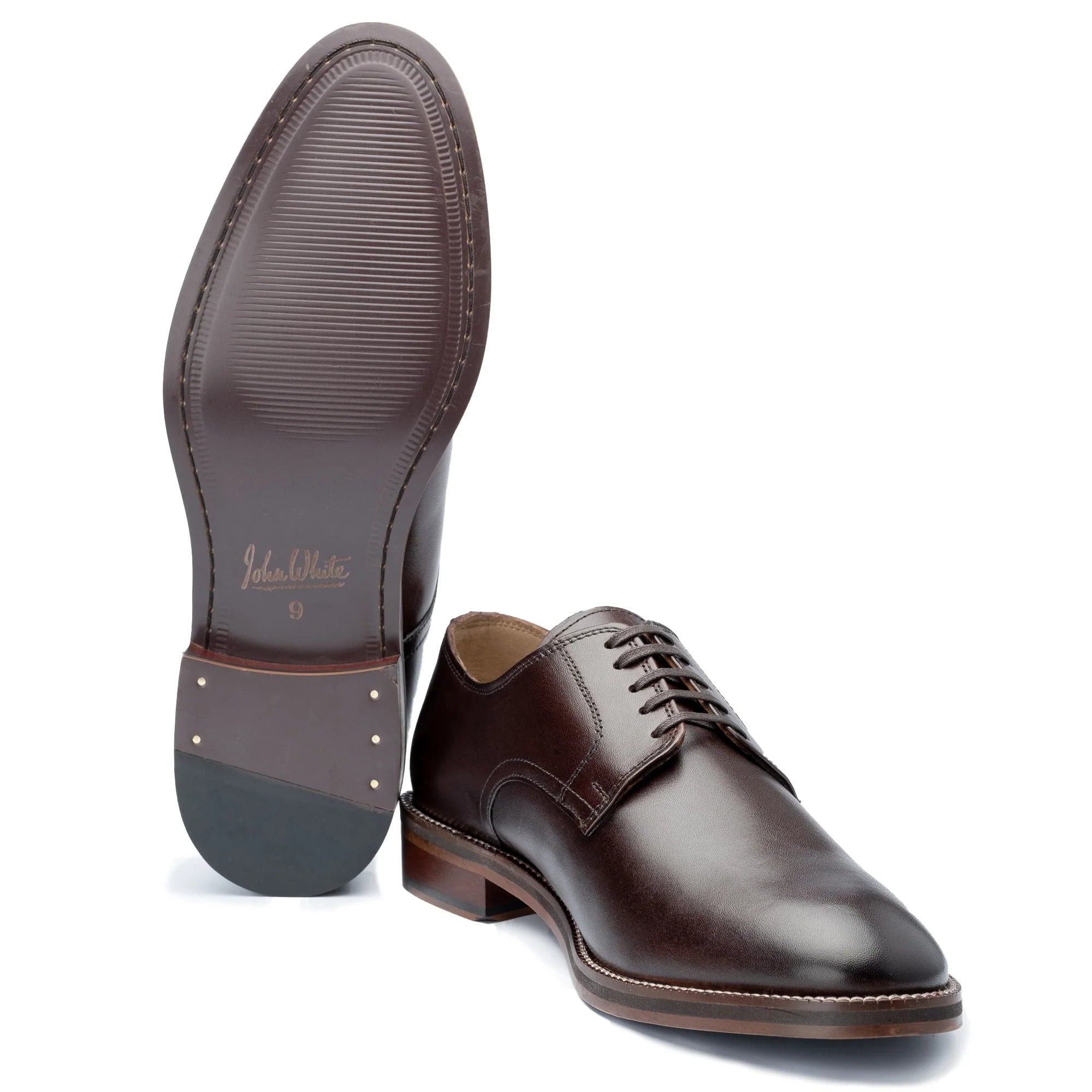 John White Mens Brown Woodcote Derby Shoes - Barucci