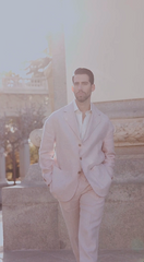 Men's Light Pink Linen Suit Made to Measure