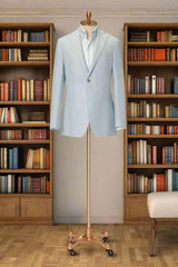 Men's Light Blue Single Breasted Jacket Made to Measure
