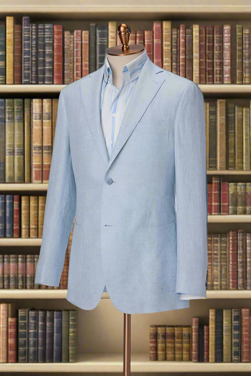 Men's Light Blue Single Breasted Jacket Made to Measure