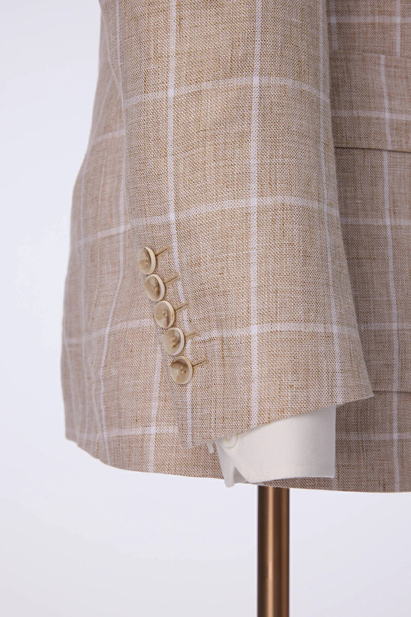 Men's Light Khaki Jacket & White Trouser Made to Measure