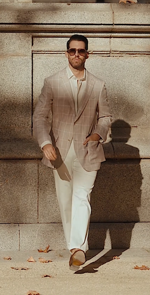 Men's Light Khaki Jacket & White Trouser Made to Measure