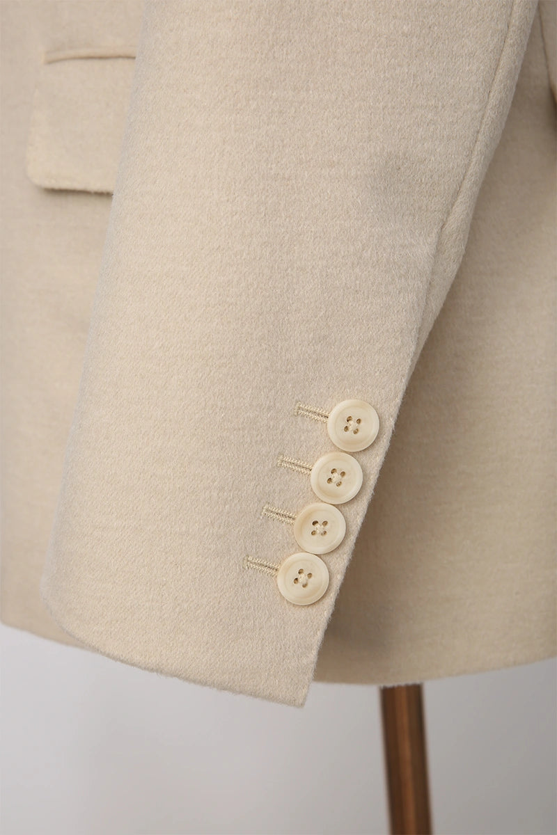 Men's Light Khaki Double Breasted Suit Made to Measure