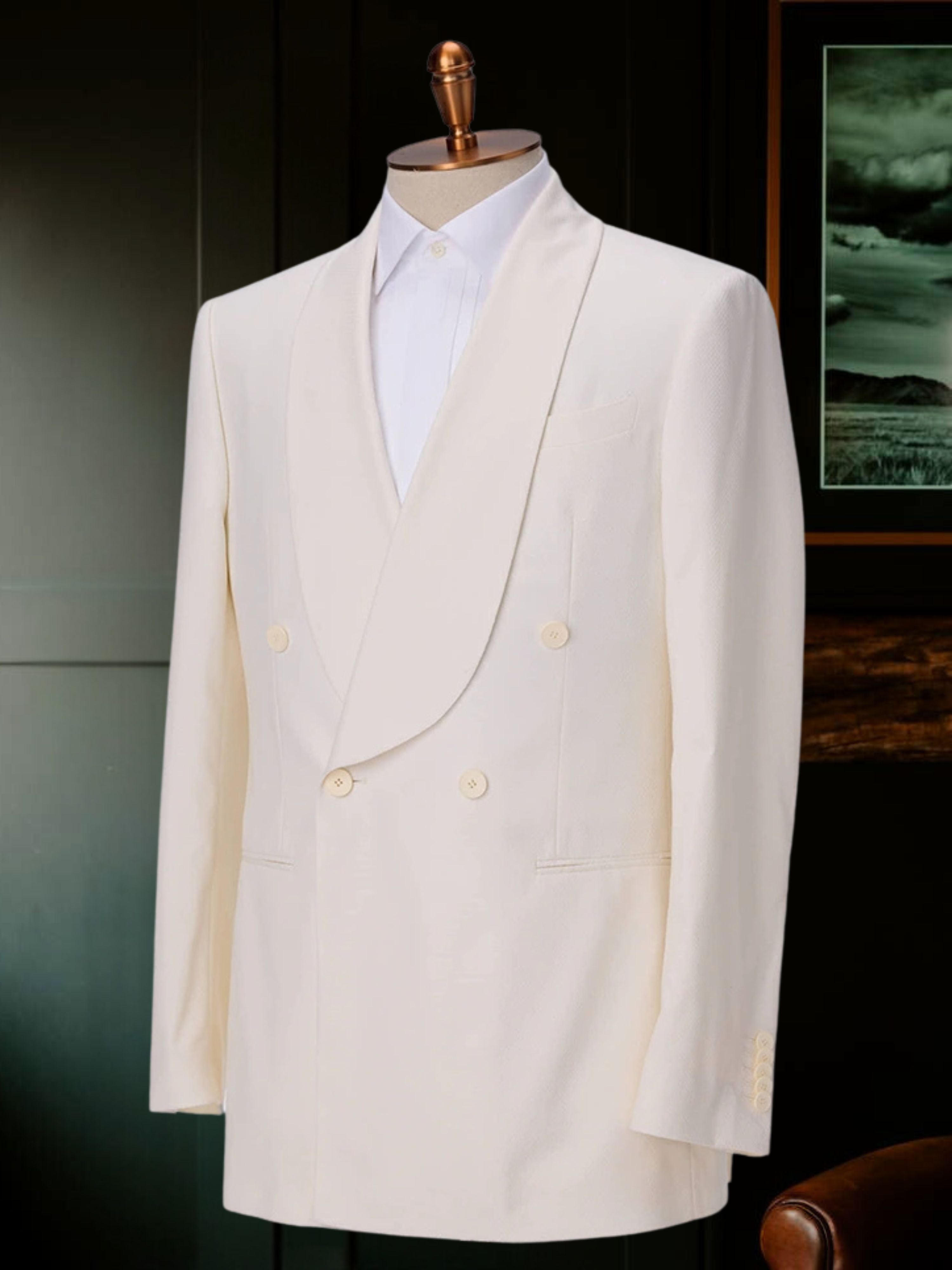 Marzotto White Double Breasted Tuxedo Made to Measure