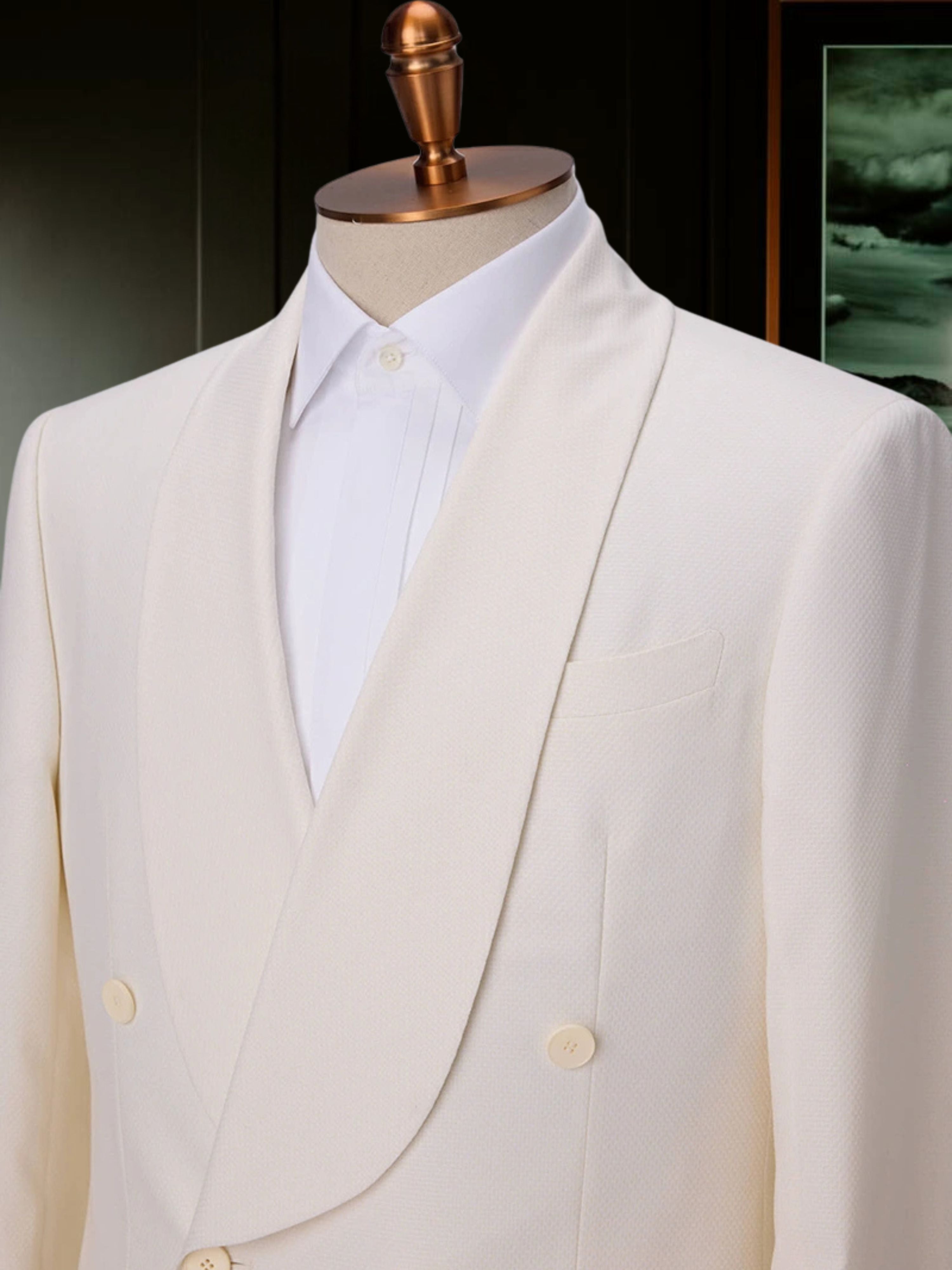 Marzotto White Double Breasted Tuxedo Made to Measure