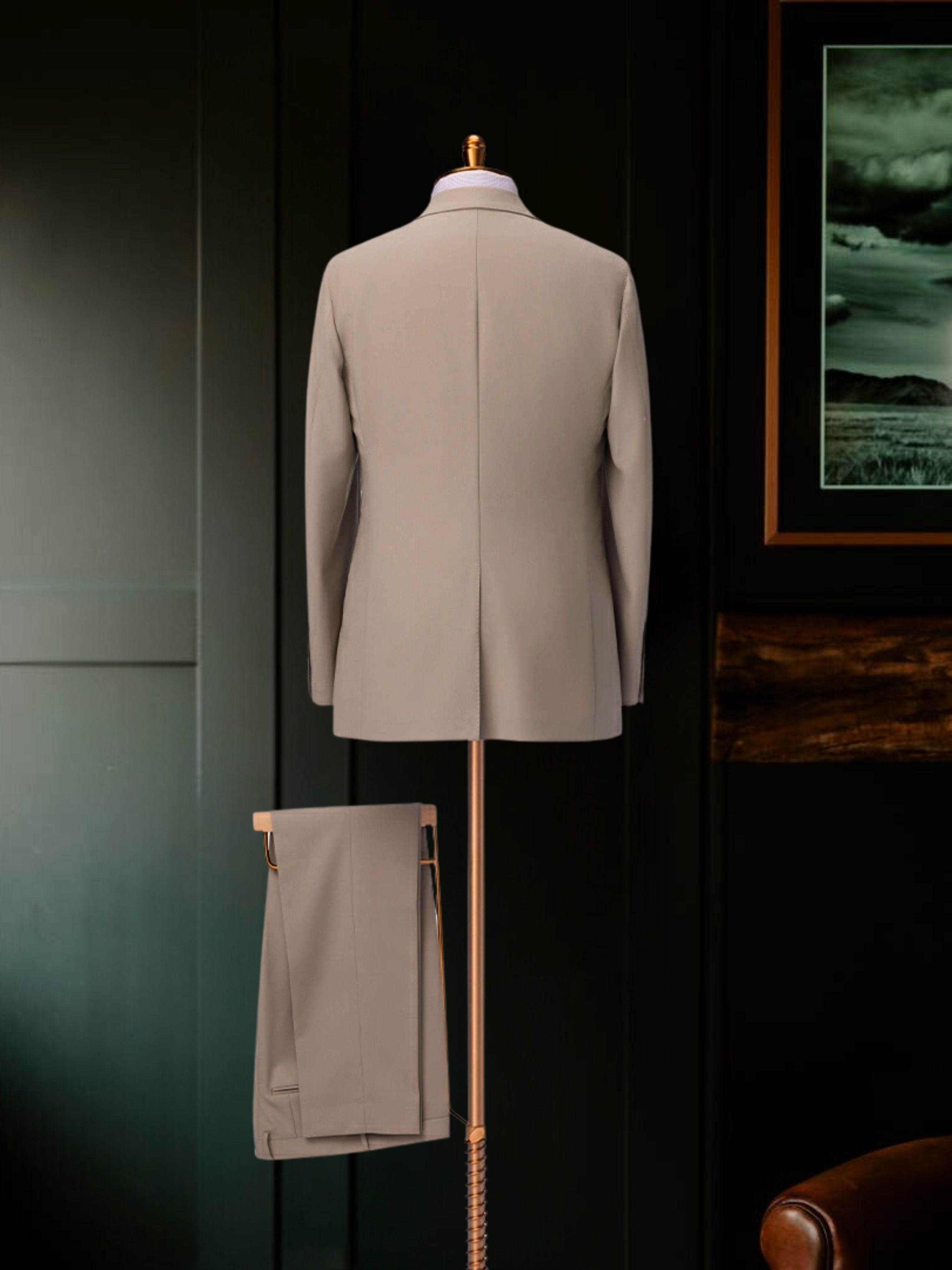 Men's Premium Worsted Wool Beige Suit Made to Measure