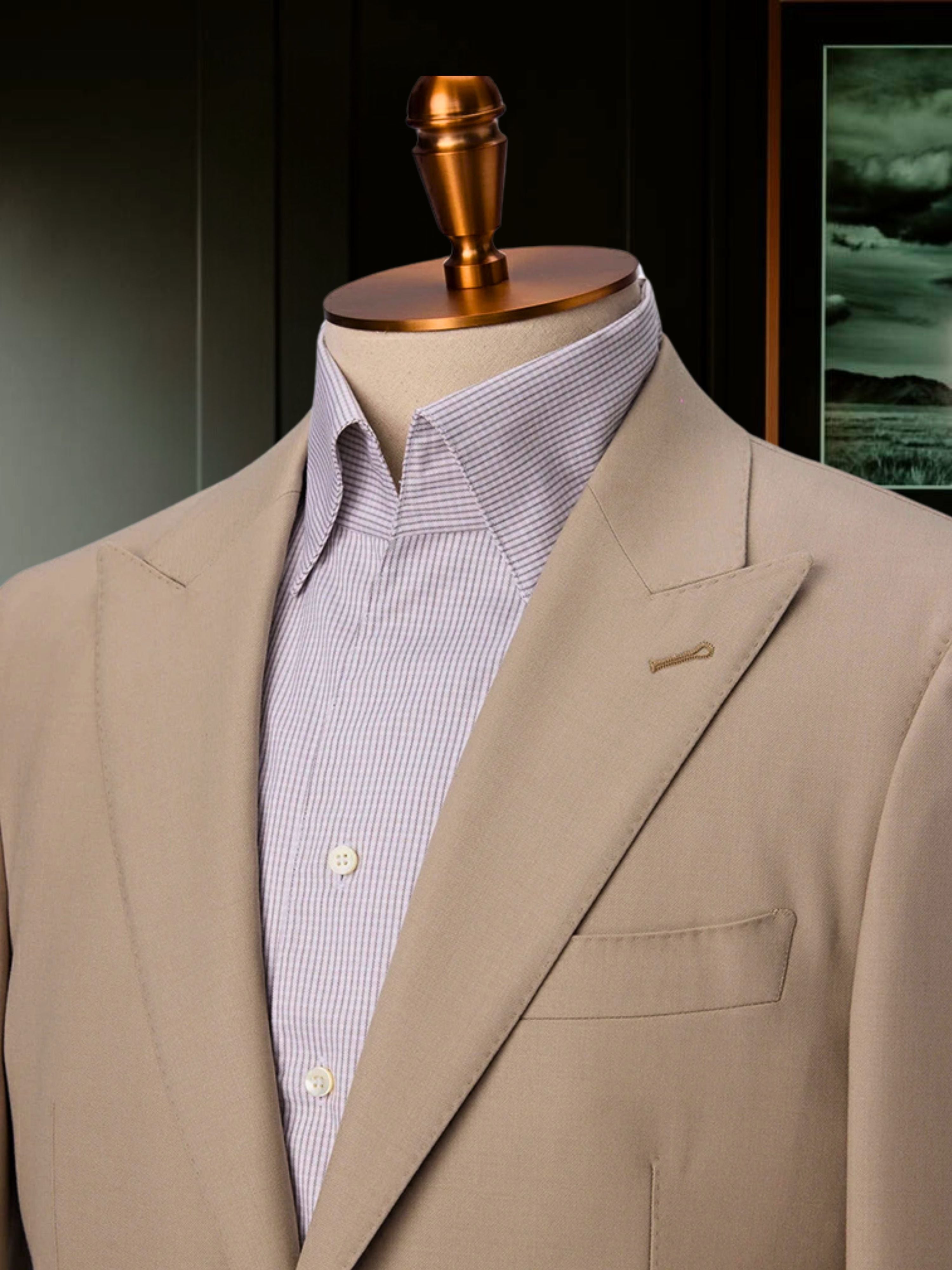 Men's Premium Worsted Wool Beige Suit Made to Measure