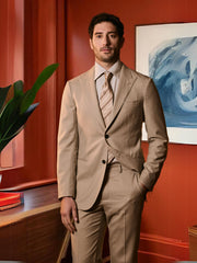 Men's Premium Worsted Wool Beige Suit Made to Measure