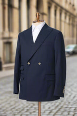 Men's Navy Double Breasted Linen Jacket and Pants Made to Measure
