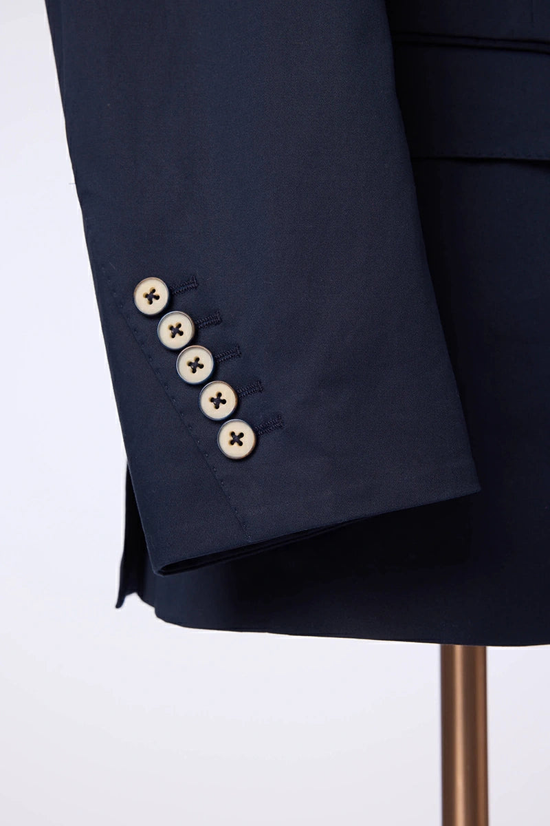 Men's Navy Double Breasted Linen Jacket and Pants Made to Measure