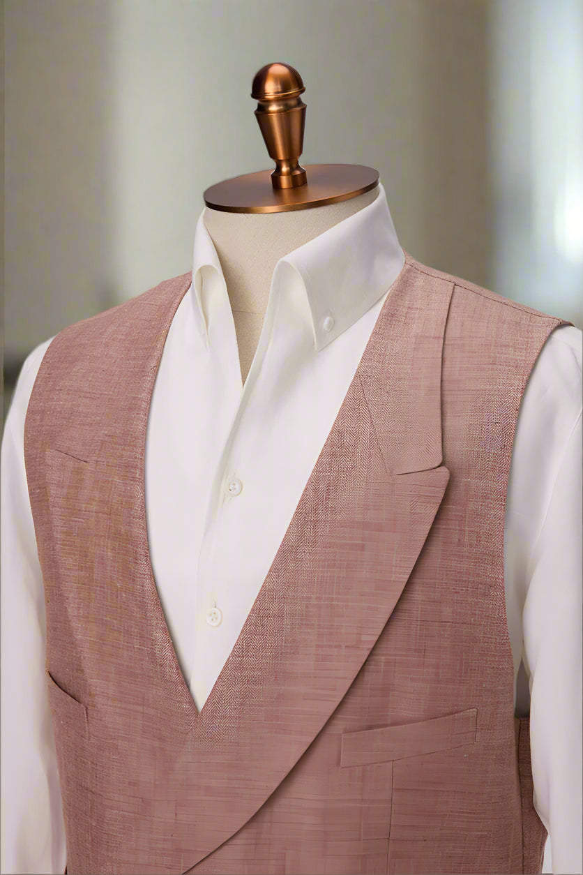 Men's Double Breasted Orange Vest and Trouser Made to Measure