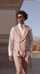 Men's Double Breasted Orange Vest and Trouser Made to Measure