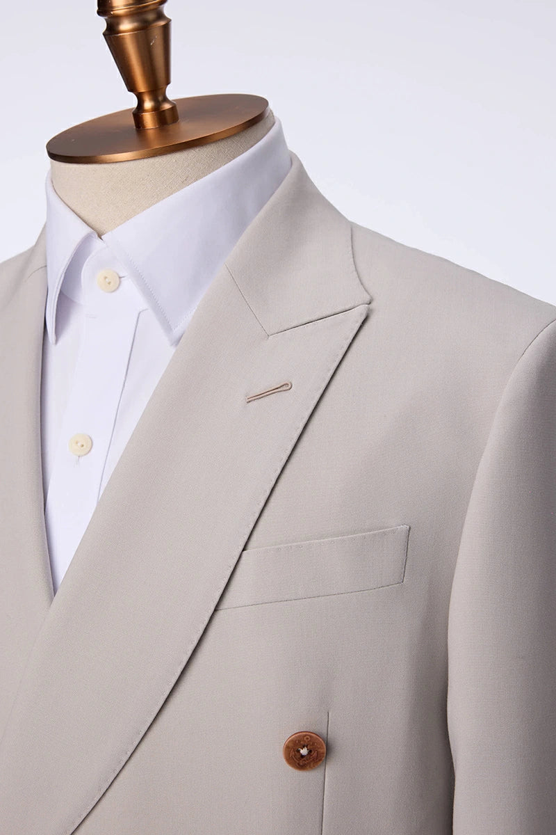 Men's Silver Grey Double Breasted Jacket Made to Measure