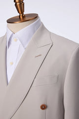 Men's Silver Grey Double Breasted Jacket Made to Measure