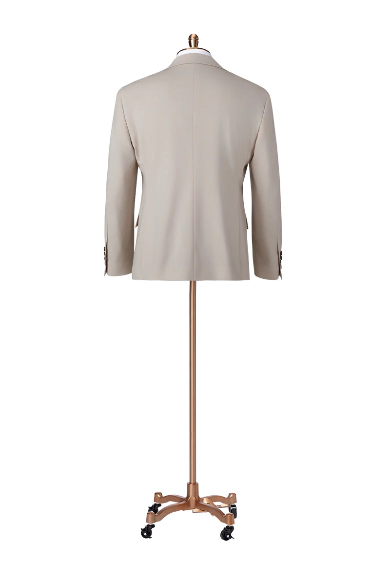 Men's Wide Lapel Beige Single Breasted Suit Made to Measure