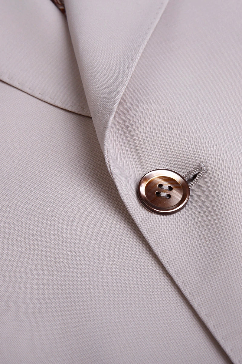 Men's Wide Lapel Beige Single Breasted Suit Made to Measure