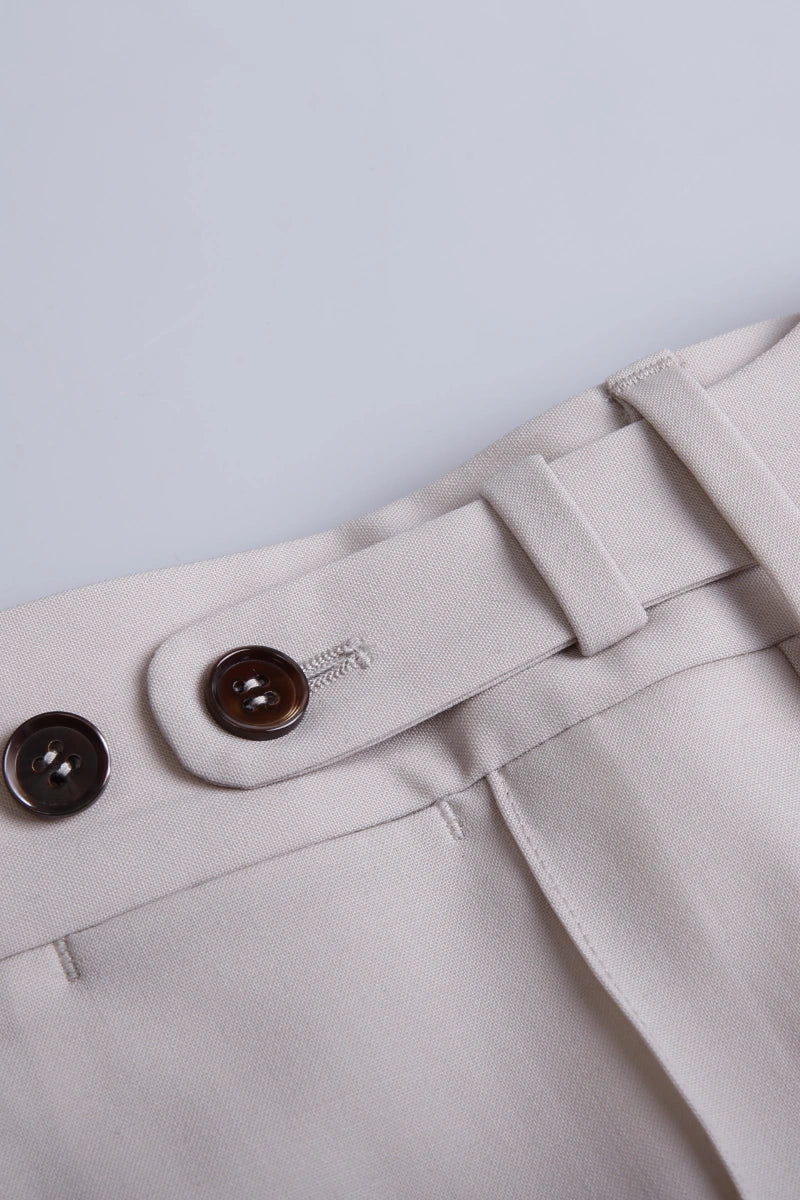 Men's Wide Lapel Beige Single Breasted Suit Made to Measure