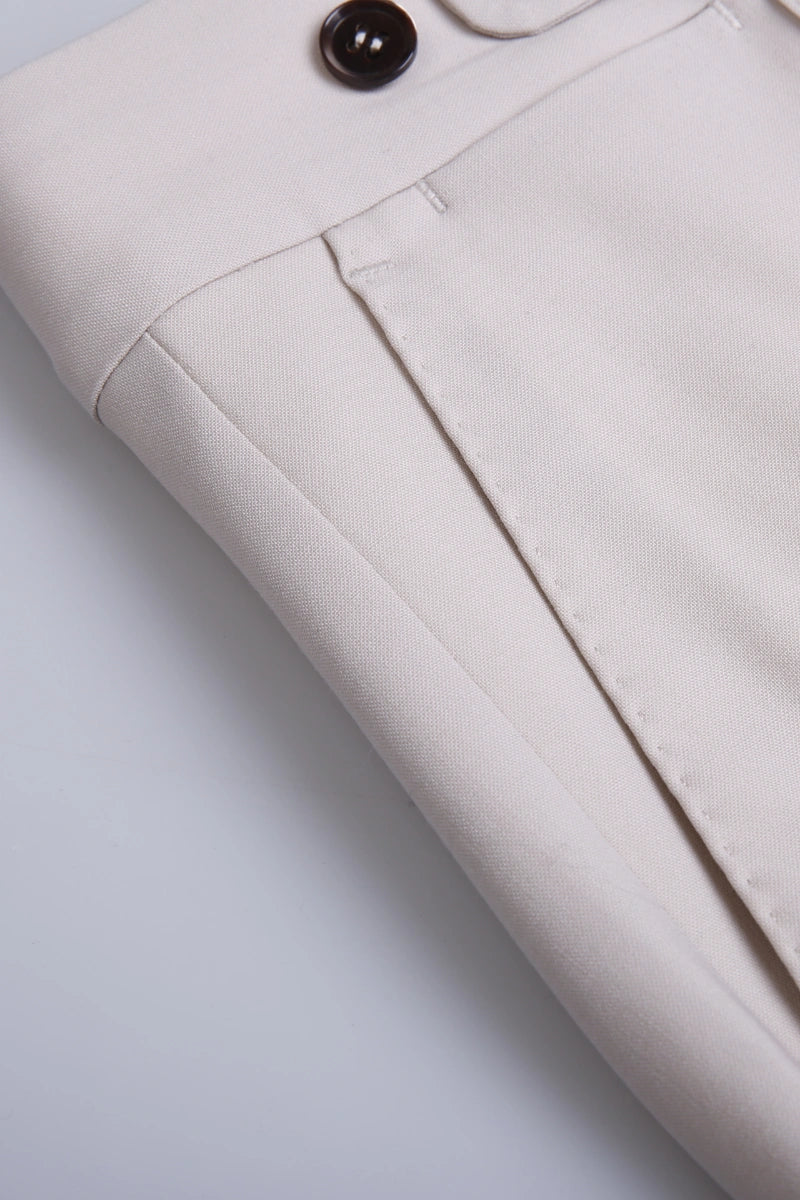 Men's Wide Lapel Beige Single Breasted Suit Made to Measure
