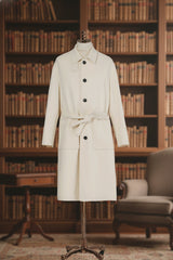 Men's White Belted Waist Overcoat Made to Measure