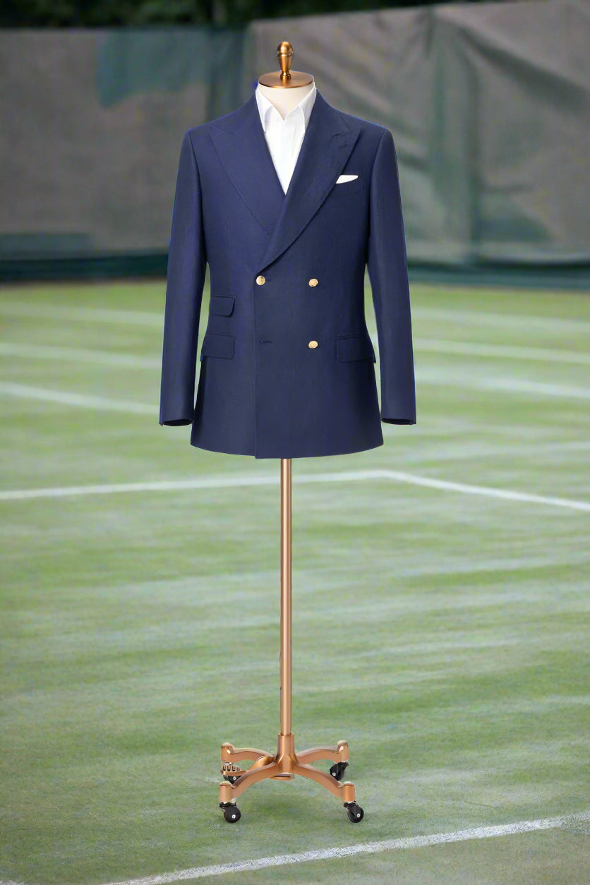 Men's Blue Linen Double Breasted Jacket Made to Measure