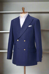 Men's Blue Linen Double Breasted Jacket Made to Measure