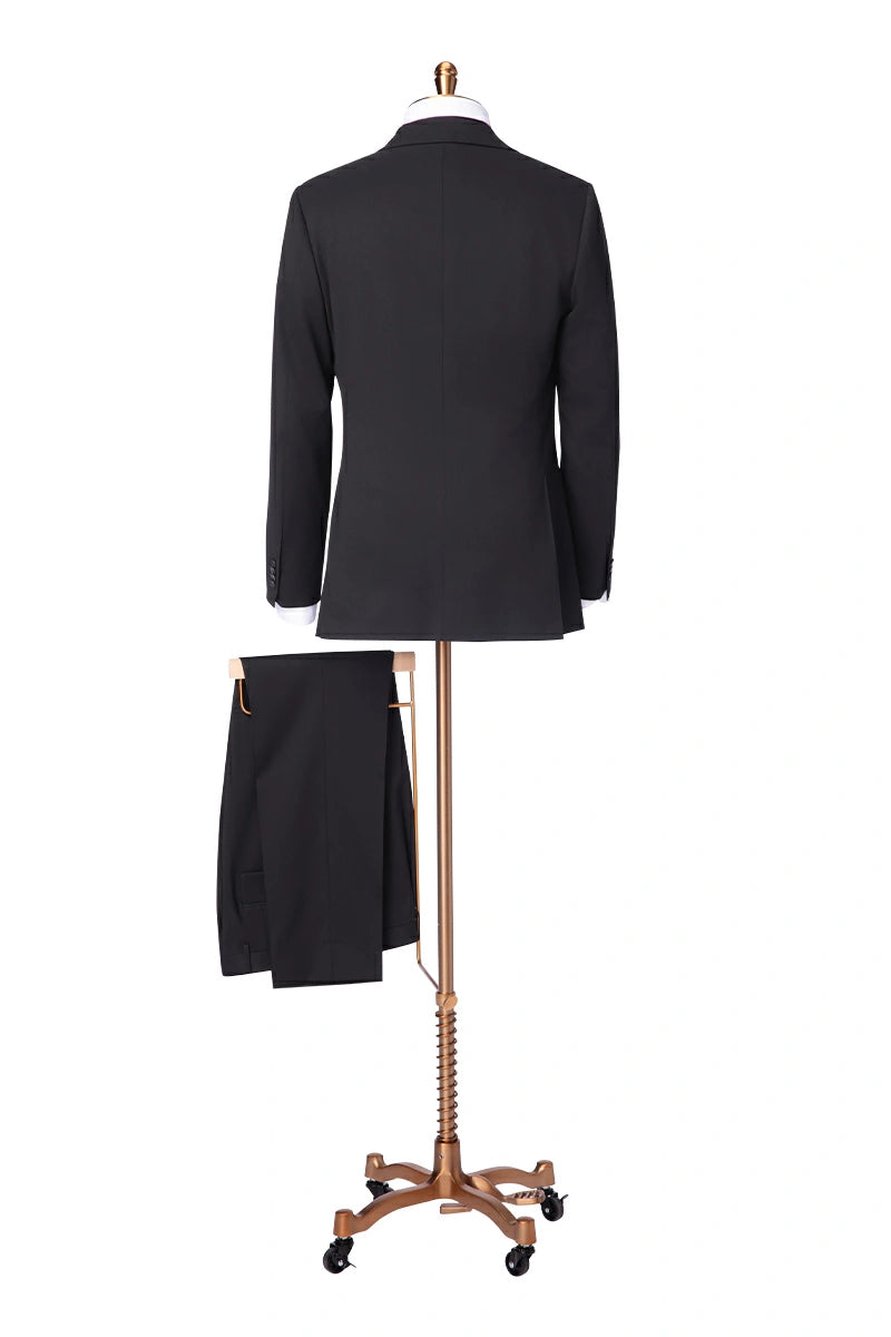 Men's Black Double Breasted Suit Made to Measure