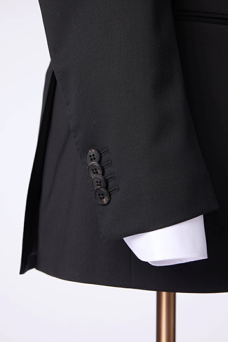 Men's Black Double Breasted Suit Made to Measure