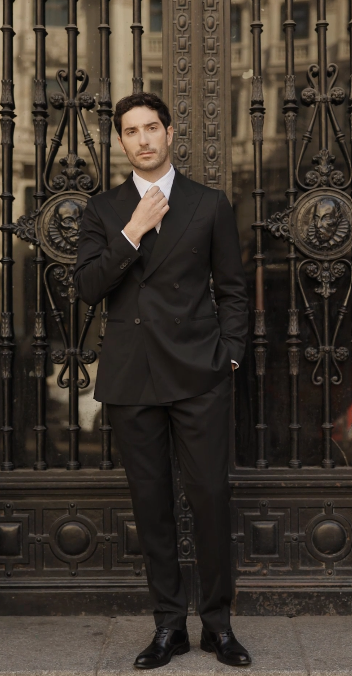 Men's Black Double Breasted Suit Made to Measure