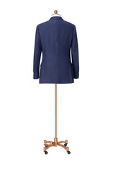 Men's Blue Double Breasted Linen Jacket Made to Measure