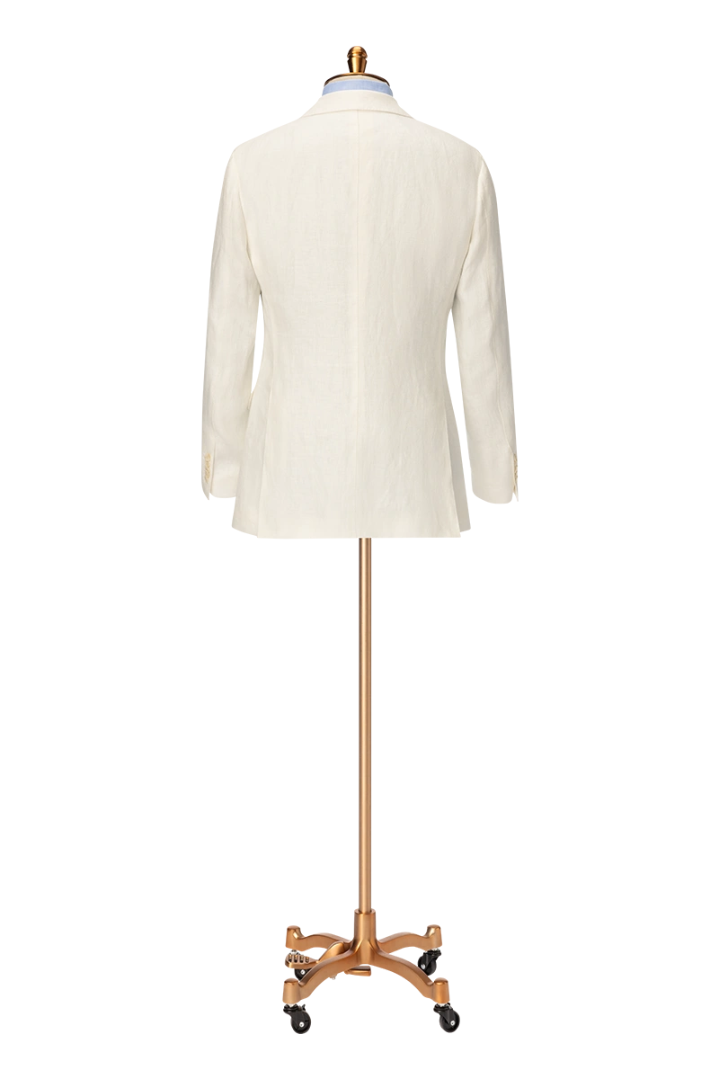Men's White Linen Double Breasted Jacket Made to Measure