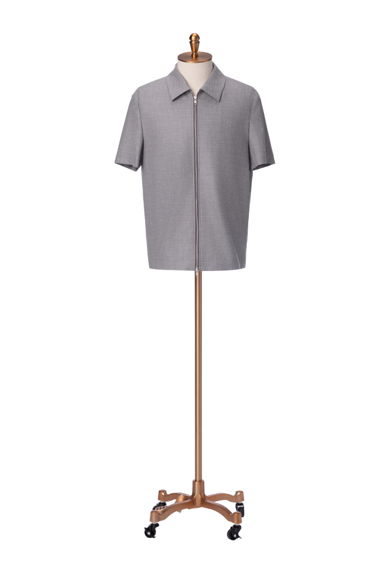 Men's Short Sleeved Full Zip Collared Shirt Made to Measure
