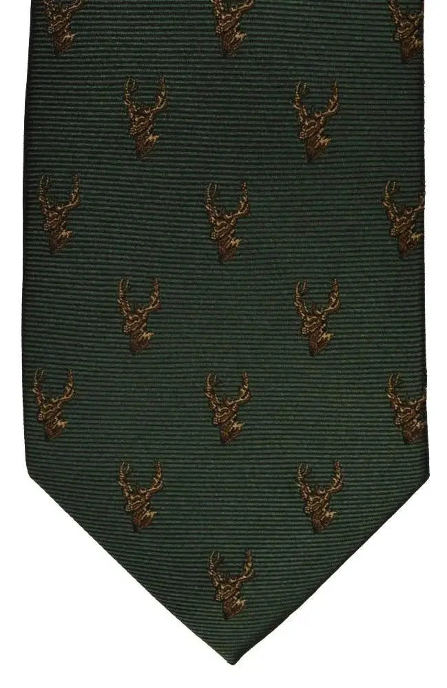  Green Stag Silk Tie - Accessories