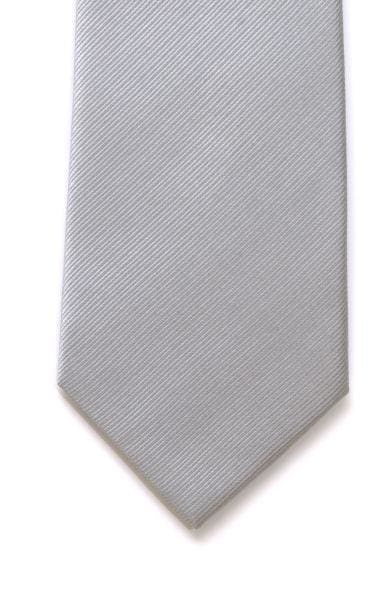  Plain Silver Silk Tie - Accessories