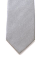  Plain Silver Silk Tie - Accessories
