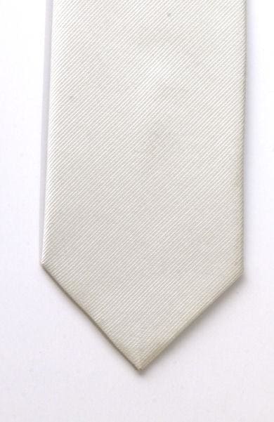  Plain White Silk Tie - Accessories