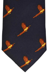  Navy Pheasant Silk Tie - Accessories