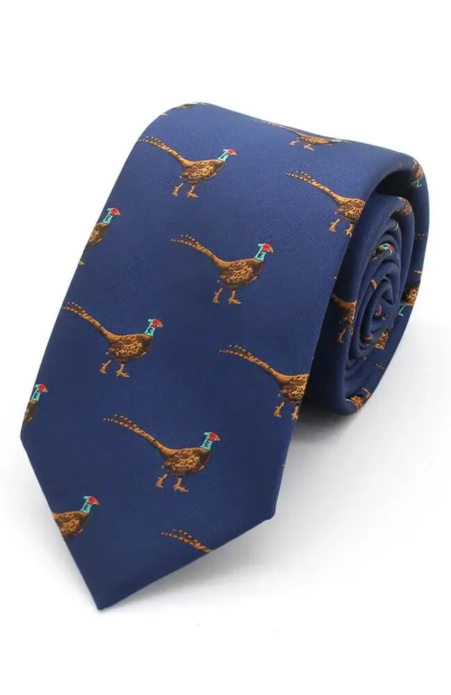 Navy Pheasant Silk Tie - Accessories