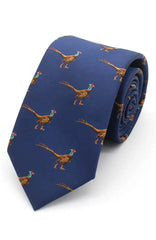  Navy Pheasant Silk Tie - Accessories