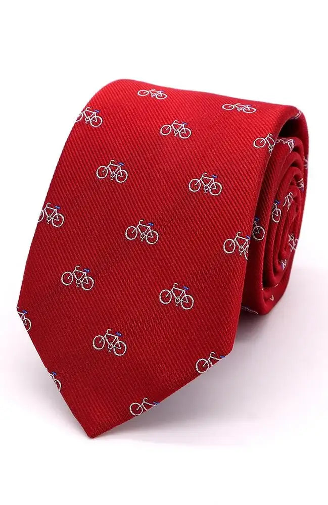  Country And Hobby Bicycle Silk Tie - Burgundy Accessories