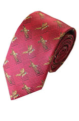  Country And Hobby Bird Check Silk Tie - Red Accessories
