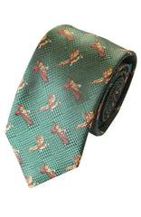  Country And Hobby Bird Check Silk Tie - Green Accessories